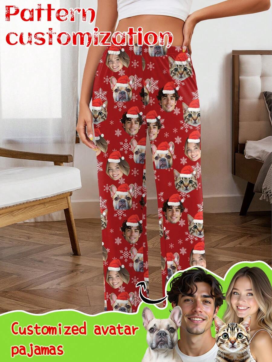 Printstory Customized Women's Pajamas, Personalized With Any Pattern, Unique Customized Gift, Suitable For Family And Friends, Christmas Gift
