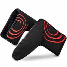 1 Buah Sarung Kepala Putter Golf Blade, Sarung Pelindung Putter Hitam dengan Bordir Lengkung Merah, Lapisan Dalam Lembut, Aksesori Golf - MultiWarna - View 2
