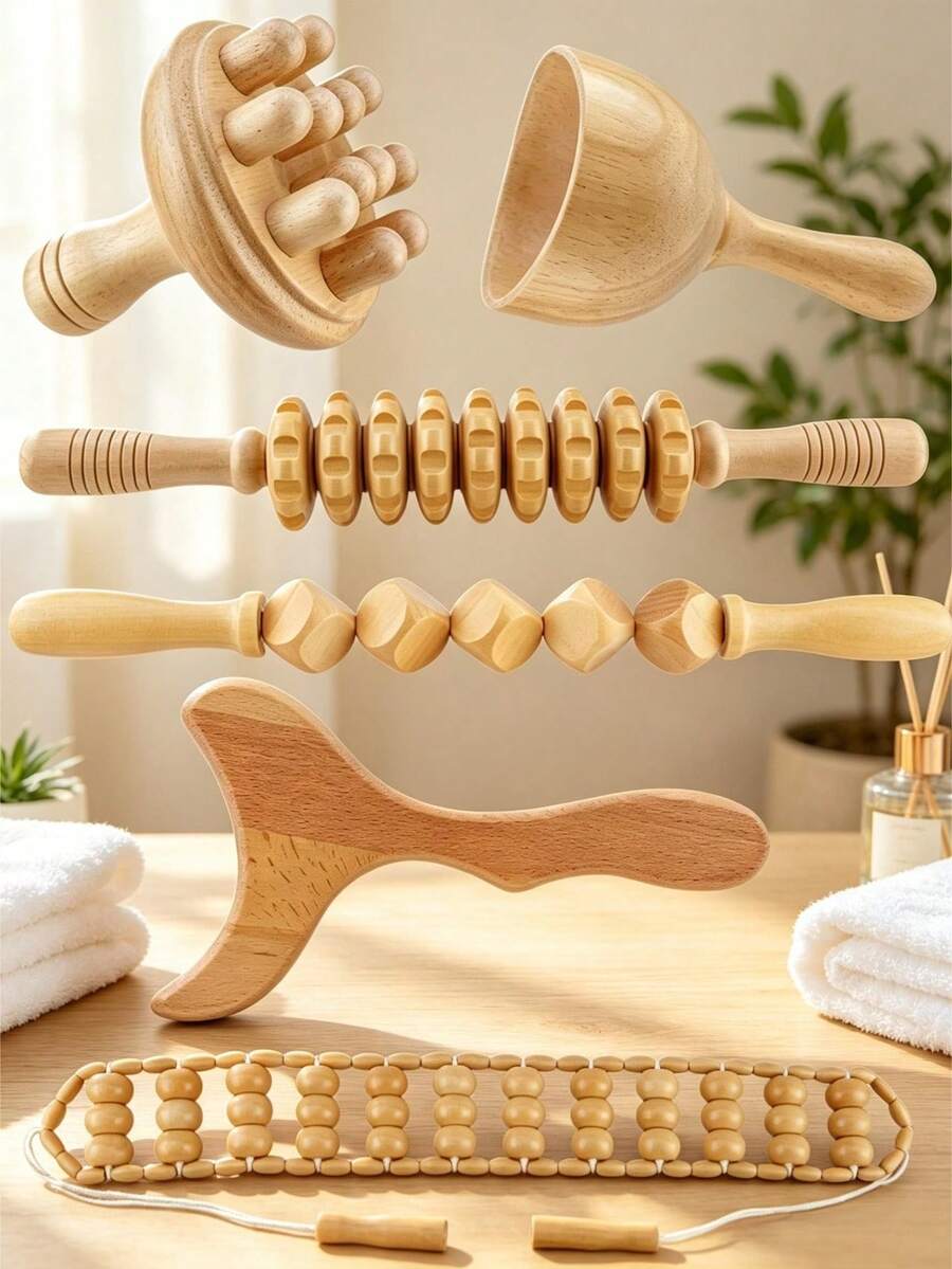 Ferramentas de Massagem de Madeira, Bastão de Massagem com Raspagem de ...