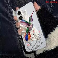 1件創意花卉彩色蜂鳥圖案透明氣墊TPU材質防震手機殼，可用作節日禮物，兼容Apple 11/12/13/14/14plus/15/15plus/16/16plus/7/8plus/17/17pro、Galaxy S22/23/24/25/A05/A05S/A53/A54/A55及其他機型保護殼 - 彩色 - 查看 2