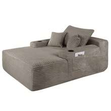 66"Oversized Boneless Sofa Bed With Cup Holder Storage Bag Deep Seat Sleeper Couch Reading Couch For Living Room, Bedroom, Apartment,No Assembly Required - Brown-65 Inch - View 7