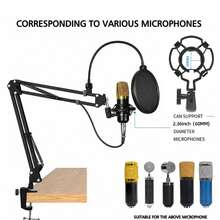 Microphone Arm Stand For Blue /Quadcast, Scissor Arm With Windscreen And Dual-Layer Pop Filter, Heavy-Duty Microphone Boom Arm For Broadcasting, Recording And Gaming | Includes Windscreen And Dual-Layer Pop Filter - NB-35 Pro Max - View 3