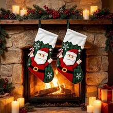 Christmas Stocking Colorful Candy Treat Bag Hanging Decor For Holiday Party - Green - View 3