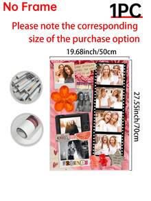 1pc Best Friend Photo Collage Custom Poster, Personalized Bestie Gift Pictures Custom Photo, Friendship Customized Wall Art, Editable Canva Template, Birthday Gift, Customizable Things, Room Decor, Optional Frame - Multicolor - View 12