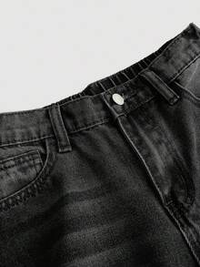 2605MJEN01 Jeans Hombre Baggy Holgados Pantalón de Mezclilla Oversize Aesthetic Minimalista Deslavado Vintage Outfit Calle Verano Otoño Cómodo y Transpirable Enviado desde México - Negro - Ver 5