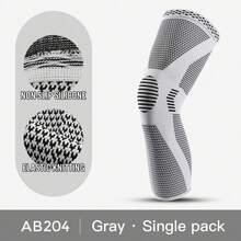 1 Piece Of Breathable Compression Knee Sleeve Anti-Slip Knitted Knee Support Brace Sports Knee Protector For Basketball Running Cycling Gym Meniscus Injury Recovery Knee Guard - Grey - View 3