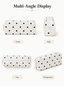 1pc Large Capacity Polka Dot Stationery Bag & Makeup Bag: Korean Style Pencil Case | Minimalist & Portable, Suitable For Girls, Back To School, First Day Of School - Multicolor - View 7