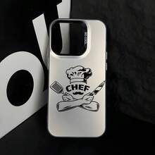 Phone Case - Chef Hat And Crossed Kitchen Utensils Pattern, Stylish And Minimalist, New Anti-Slip Large Hole Drop-Resistant Phone Case, Fun And Unique,  Gift For Both Men And Women For Holidays - 透黑 - 查看 3