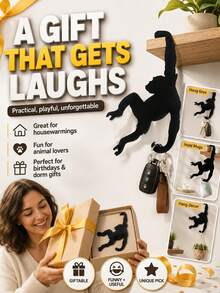 1/3/6pcs Monkey Banana Holder Hanging Rack, Monkey Shaped Banana Stand Hook, Heavy Duty Metal Banana Storage Rack, Fun Kitchen Hooks, Space Saving Countertop Organizer Accessory, Non-Contact Food - Multicolor - View 5