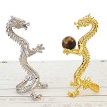 Crystal Ball Stand With Hand-Carved Dragon Pattern, Gold Or Silver Color Options, Desktop Display Ornament, Meditation Altar Decor - 1PC - View 5