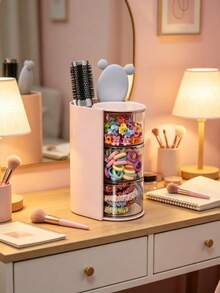 1pc Multi-Functional Rotating Desktop Storage Box, Rotating Multi-Layer Transparent Hair Accessory Storage Box, Room Rotating Desktop Storage Box, Hair Accessory Storage Box, Hair Accessory Storage Box, Best Birthday Gift. - Multicolor - View 9