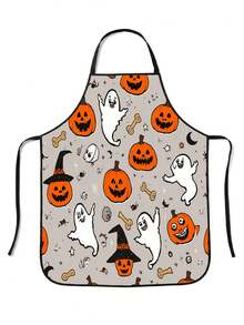 1pc 55*68cm Halloween Themed Printed Fashion Apron, Unisex Adult Chef Cooking Workwear, Suitable For Kitchen Cooking And Painting, Adjustable Waistband, Suitable For Kitchen Cooking, Gardening, Halloween And Christmas Costumes, Pumpkin Picking Outfit - Multicolor - View 13