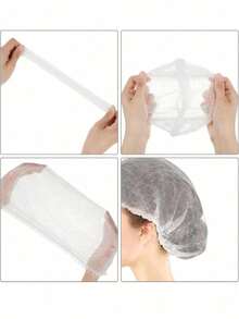 100pcs/Strip Disposable Non-Woven Thickened Mesh Cap, Factory Workshop Mushroom Cap, Beauty Dust-Proof Breathable Chef Hat, Head Protection Cap - Multicolor - View 9