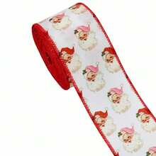 Vintage Santa Claus Print Woven Ribbon, Christmas Red & Green Striped Wire Edge Ribbon, Holiday Gift Wrapping Decorative Satin Ribbon, Suitable For Christmas Gift Wrapping, Holiday Floral Binding, Party Decor, Christmas Tree Decoration, Wrapping Christmas Tree, Christmas Ornament Bows, Enhancing Holiday Atmosphere - Multiple Styles - View 6