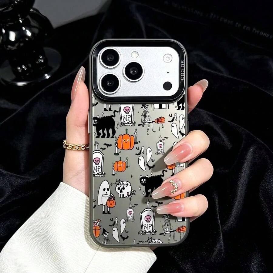 Halloween Ghost Pattern For IPhone 17 Air 16 15 14 13 12 11 Pro Max Plus Shockproof Plating Matte Cover Phone Case FJVT - 003 - 查看 1