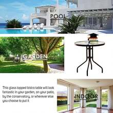 Crystals Tempered Glass Top Patio Table - Black - View 5