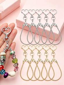 40PCS Heart-Shaped Keychain Rings With Snake Chain, Cardboard, Packaging Bags, DIY Handmade Gifts For Graduation Season, Teacher's Day, Music Festival - Keychain Accessory Kit - View 3