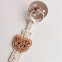1 pieza Cadena para chupete de bebé anti-caída con diseño de oso lindo, mordedor para bebé, clip anti-caída, correa de tela de encaje, cuerda anti-pérdida - Multicolor - Ver 5