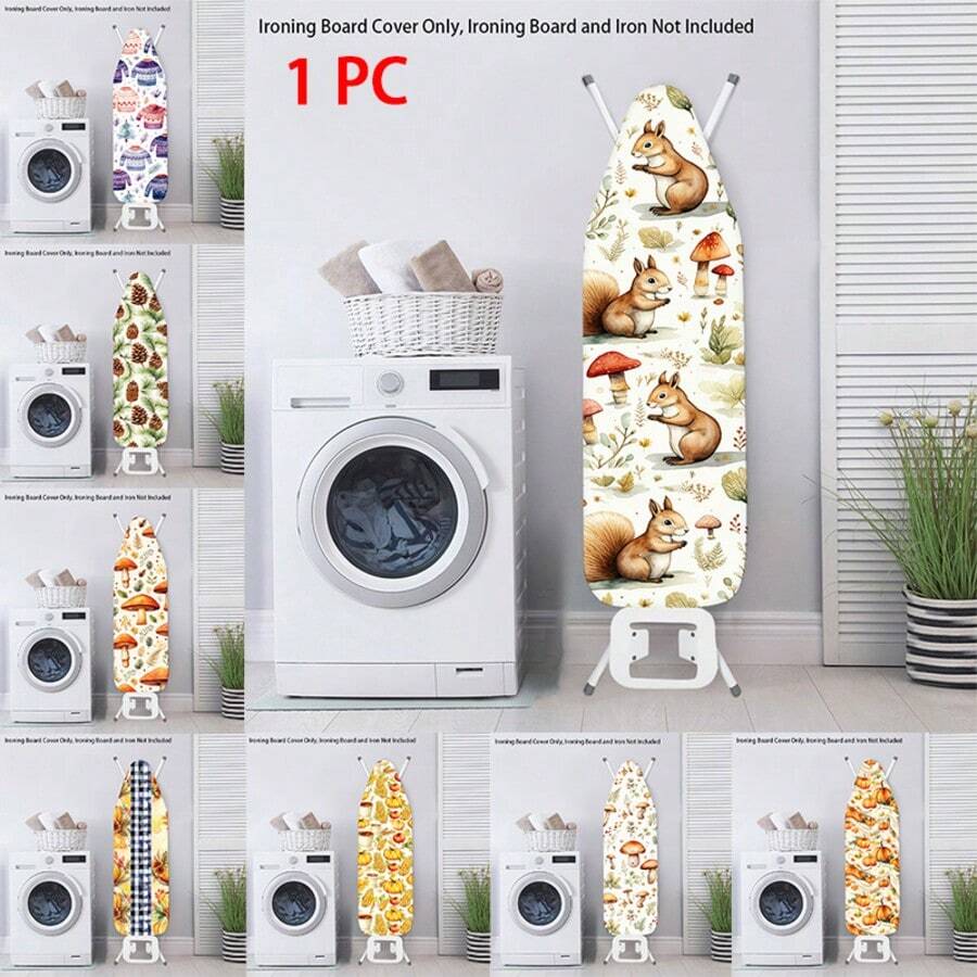 1pc Ironing Board Replaceable Cover , Autumn Mushroom Squirrel Print Polyester Household Ironing Table Cloth Ironing Board Cover - Multicolor - View 1