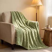 1 pièce Couverture en velours de taffetas super douce avec motif nœud en forme de cœur - Légère et moelleuse, confortable et chaude, convient pour le canapé ou le lit, blanche, toutes saisons, idéale pour se blottir ou se détendre, peut également être utilisée comme couverture de lit. Retour à l'école; Fournitures scolaires, literie de dortoir - Vert - Voir 8