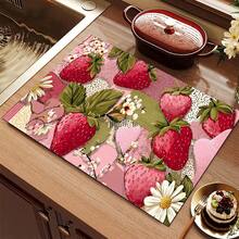 (Hot !!) 1pc Strawberry Pattern, 2D Printed Flat Stove Protector Mat, Rubber Non-Slip Heat-Resistant Stove Cover Pad, Suitable For Induction Cooktop, Glass Stove, Multi-Function Scratch-Resistant Mat, Best Choice For Oven, Washing Machine, Dryer, Kitchen Decoration - Multicolor - View 11