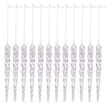 1 Set 12pcs 13cm Shatterproof Acrylic Icicle Christmas Hanging Ornaments, Diamond Refraction Lightweight Tree Decor, Durable Holiday Home Decoration, Multicolor - Multicolor - View 10