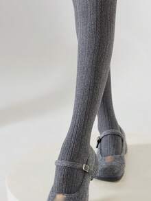 110g Vintage 3D Cable Knit Vertical Ribbed Tights, Autumn Women's Sweet Style Slimming High Elasticity Non-Snagging Versatile Leggings - Multicolor - View 8