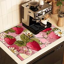 (Hot !!) 1pc Strawberry Pattern, 2D Printed Flat Stove Protector Mat, Rubber Non-Slip Heat-Resistant Stove Cover Pad, Suitable For Induction Cooktop, Glass Stove, Multi-Function Scratch-Resistant Mat, Best Choice For Oven, Washing Machine, Dryer, Kitchen Decoration - Multicolor - View 2