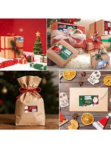 300/500PCS Roll Of Christmas Gift Wrapping Labels, Santa Claus, Reindeer, And Bell Patterns, Christmas Gift Name Label Stickers Roll,For Holiday Gift Box Packaging, Envelope Decoration, Christmas Card, Invitation, And Handmade Gift Sealing Decoration - Multicolor - View 11