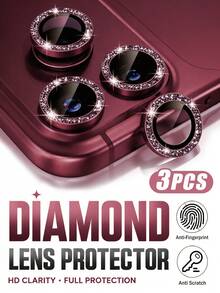 3pcs [2027 New] 9H Aviation Grade Tempered Glass Camera Lens Protector, Compatible With IPhone 18 Pro Max/18 Pro, Invisible Fit, Anti-Pixelation, High Definition Transparent, Independent Metal Ring, Scratch-Resistant Bubble-Free Easy Installation, Compatible With Phone Case, Birthday Gift (Wine Red) - Burgundy - View 9
