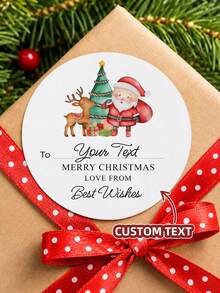 1/30/90/160pcs Customizable Round Christmas Stickers, PVC Waterproof & Oil-Proof Stickers, Multiple Sizes Perfect For Christmas Gift Decoration, Christmas Home Decor, Tabletop Display, Invitations, Envelopes, Great For Boyfriend, Girlfriend, Colleagues, Friends, Family, Suitable For Christmas, Party, Banquet, Daily Use - Multicolor 2 - View 1