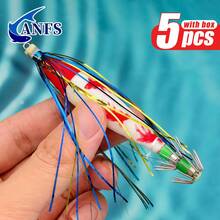 ANFS 5pcs Shrimp JIg, Horizontal Egi Squid Jig Set, Shrimp Lure For Saltwater Octopus Cuttlefish Sea Fishing - Multicolor - View 6
