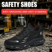 Men Women Safety Work Shoes Steel Toe Cap Anti‑Puncture Anti‑Slip Breathable Lightweight Industrial Labor Protection Work Shoes - Black - View 2