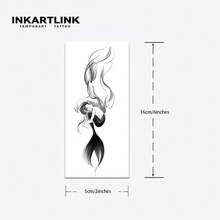 INKARTLINK 1PC Gradient Mermaid Long Hair Temporary Tattoo Sticker, Waterproof Body Art Tattoo Sticker, Lasts 2-5 Days, Water Transfer Color Tattoo Sticker, Suitable For Men And Women, Must-Have For People, Party Essential Decoration, Holiday Celebration Body Decoration - Black - View 4