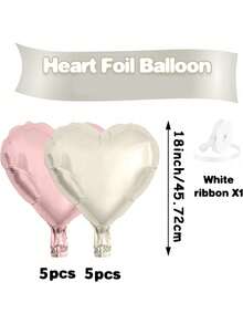 10pcs/Set 18inch Heart Shaped Foil Balloon In Gold, White, Red, Pink, Blue, Cream, Light Gold, Black - Perfect For Birthday Party, Wedding, Valentine's Day, Anniversary, Bridal Shower, New Year Party Decoration, Room Decor, Photo Props - Multicolor - View 19