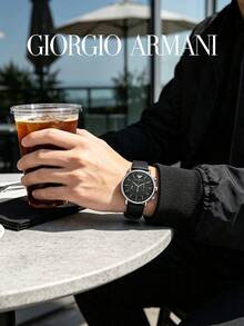 Armani Men's Quartz Chronograph Watch, Black Dial Genuine Leather Strap, 50m Water Resistant, Aviator Style AR11143 - Silver - View 4