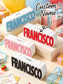 Personalized Piggy Bank, Customized Letter Piggy Bank, Customizable Text/Name, Durable And Sturdy, Suitable For Birthday, Christmas Or Various Holiday Gifts, Ideal As Back To School Gift, Perfect For Home Or Office Storage - Multicolor - View 3