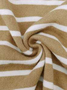 Sweater Rajut Bergaris Kontras Warna untuk Wanita, Cocok untuk Acara Santai/Bangun di Musim Gugur/Dingin, Kerah Renda, Detail Kancing di Manset, Sesuai untuk Acara Makan Siang Santai. - MultiWarna - View 12