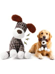 1pc Soft Fabric Squeaky Crinkle Plush Pet Chew Toy, Battery-Free Interactive Dog Training Toy, Durable Reinforced Chewing Accessory, Suitable For All Sizes Of Dogs With Strong Chewing Habits, Puppy Teething Supplies, Daily Companion Toy - Multicolor - View 11