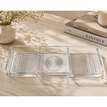 3-Compartment Glass Serving Platter For Snacks And Sweets 33x13cm - View 6