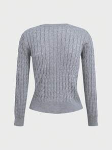 Top de punto casual y versátil con botones delanteros para mujer - Gris - Ver 3