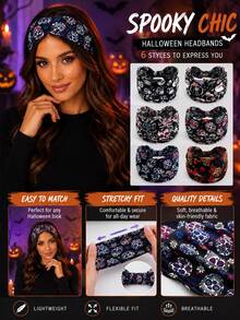 1 Halloween-Style Sports Headband-Soft, Stretchy, And Sweat-Wicking; Suitable For Yoga, Running, Fitness, And Everyday Styling. - Multicolor - View 4