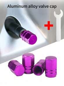 Purple Aluminum Alloy Tire Valve Stem Caps, Car Dust-Proof Tire Valve Covers, Wheel Hub Decorative Accessories, Suitable For Most Vehicles, Corrosion-Resistant Alloy Material, Anti-Theft Aluminum Car Wheel Hub, Tire, Valve, Tire Stem, Valve Cap, Airtight Cover, Car Accessories - Purple - View 9