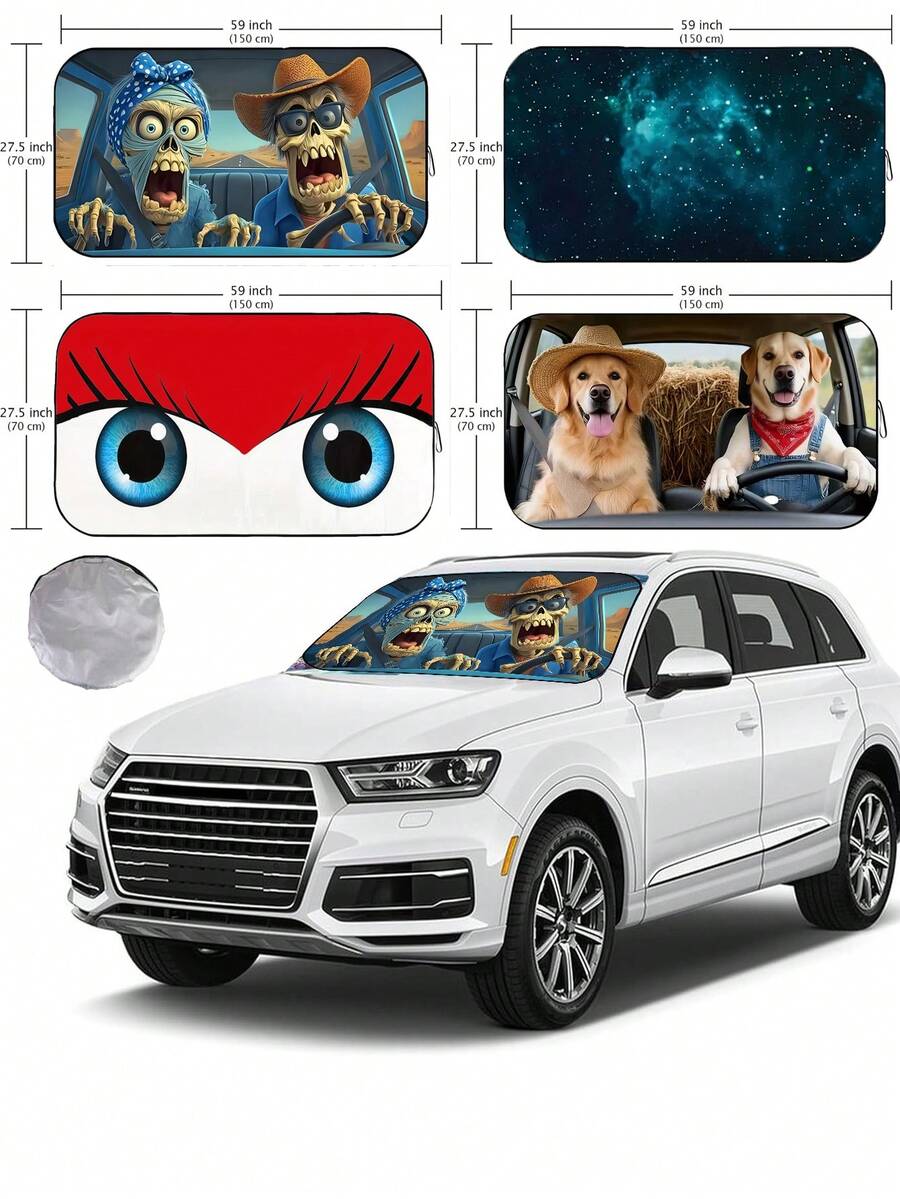 1pc Car Windshield Sun Shade, Foldable Sun Visor, Front Window Sun Shade, Sun Shade Accessory (59.06x27.5 Inches) - A - View 1