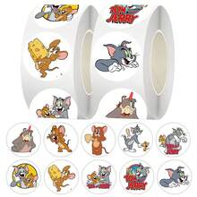 Panini 500pcs/Roll Cartoon Fun Creative Decorative DIY Stickers - Fun Classic Animation Round Stickers, PVC Waterproof No Residue, Handmade Decoration Accessories - Planner Scrapbook Stickers - Suitable For Notebook, Guitar, Water Cup, Luggage, Skateboard And Other Material Surfaces - Random Styles - View 3