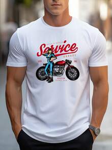 Men's Pure Cotton Short-Sleeve T-Shirt Casual Summer Regular Fit Breathable Basic Daily Wear Street Style Fashion Tee - 白色 - 查看 6