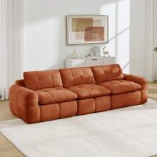 Ergonomic 3 Seat Orange Modular Sofa - Chenille Fabric For Living Room And Lounge - Orange 3 Seat - View 3