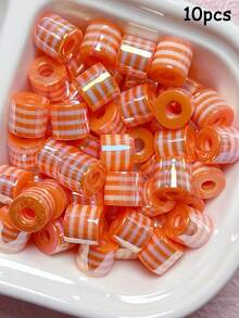 5pcs/10pcs 10*8.5mm UV Optical Plated Acrylic Striped Cylinder Beads, Handmade DIY Bracelet Necklace Beaded Jewelry Accessories - Striped Cylindrical Beads - View 11