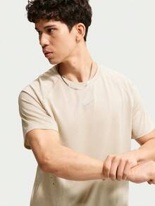 Nike Men's AS M NK AF STRIDE SS TOP Short Sleeve Knit Collarless T-Shirt TIH0746-236 - Beige - View 3