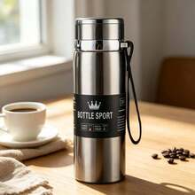 1pc 800/1000ml Large Capacity Portable Stainless Steel Vacuum Insulated Water Bottle, Fashionable Sports Style Multi-Color Cylindrical With Carrying Rope, Suitable For Outdoor Sports Warmth And Cold Protection, Ideal Gift For Anniversary And Holiday - Multicolor - View 9